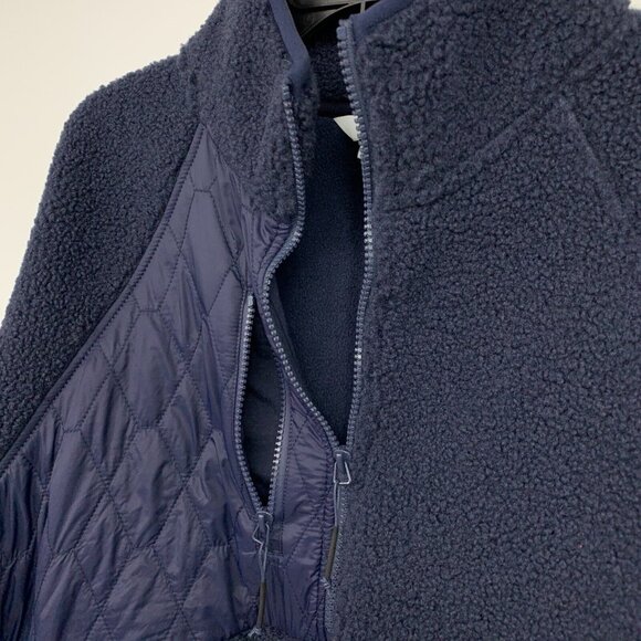 JoyLab Pullover Navy Blue 1/2 Zip Sweater Sherpa Mixed Media - Picture 6 of 11